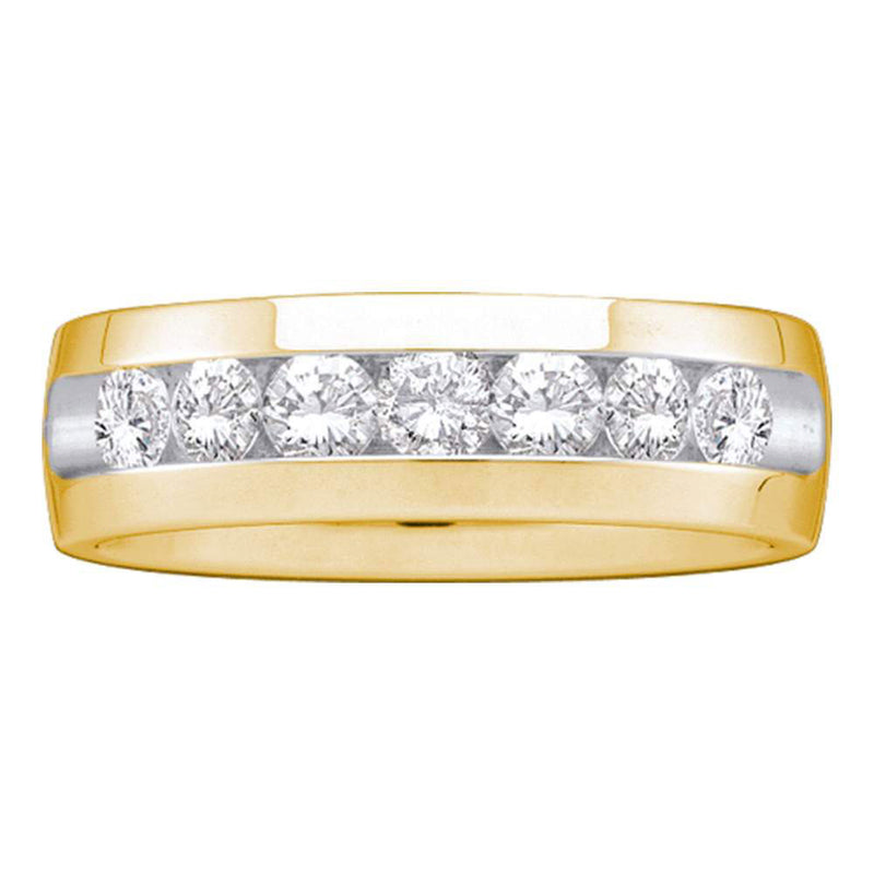 14k Yellow Gold Mens Round Diamond Channel-set Wedding Anniversary Band 1 Cttw