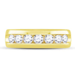 14kt Yellow Gold Mens Machine Set Round Diamond Wedding Channel Band Ring 1-1/2 Cttw