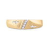 14kt Yellow Gold Mens Round Diamond Wedding Cross Band Ring 1/20 Cttw