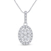 14kt White Gold Womens Round Diamond Oval Cluster Pendant 1/2 Cttw