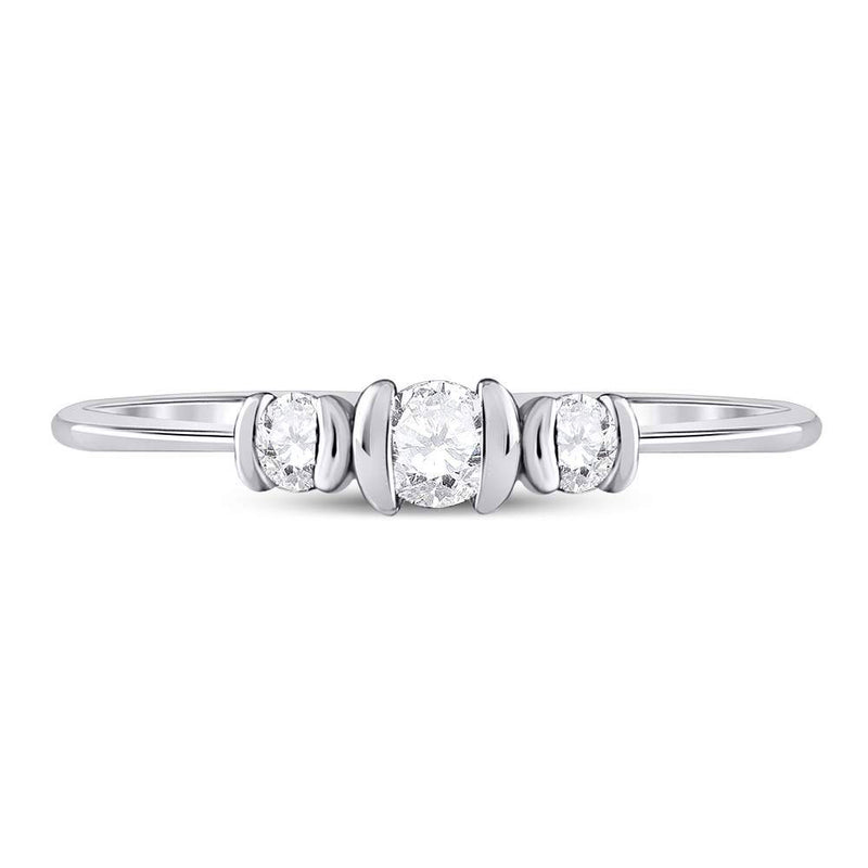 10kt White Gold Round Diamond 3-stone Bridal Wedding Engagement Ring 1/4 Cttw