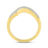 14kt Yellow Gold Round Diamond Cluster Bridal Wedding Ring Band Set 1 Cttw