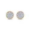 10kt Yellow Gold Womens Round Diamond Circle Cluster Earrings 1/10 Cttw