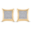10kt Yellow Gold Womens Round Diamond Square Kite Cluster Earrings 1/5 Cttw
