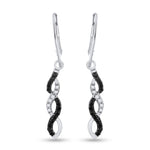 14kt White Gold Womens Round Black Color Enhanced Diamond Twist Dangle Earrings 1/3 Cttw