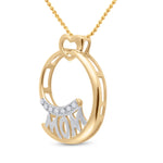 14kt Yellow Gold Womens Round Diamond Mom Mother Pendant 1/20 Cttw