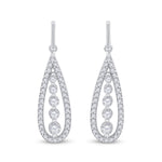 14kt White Gold Womens Round Diamond Teardrop Dangle Earrings 3/4 Cttw
