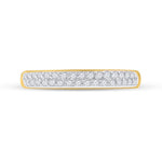 14kt Yellow Gold Womens Round Pave-set Diamond Double Row Wedding Band 1/4 Cttw