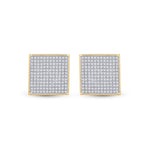 10kt Yellow Gold Womens Round Diamond Square Earrings 7/8 Cttw
