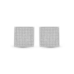 10kt White Gold Womens Round Diamond Square Earrings 7/8 Cttw