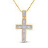 10kt Yellow Gold Womens Round Diamond Cross Pendant 1/6 Cttw
