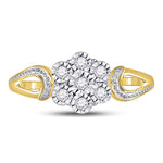 Yellow-tone Sterling Silver Womens Round Diamond Flower Cluster Ring 1/10 Cttw