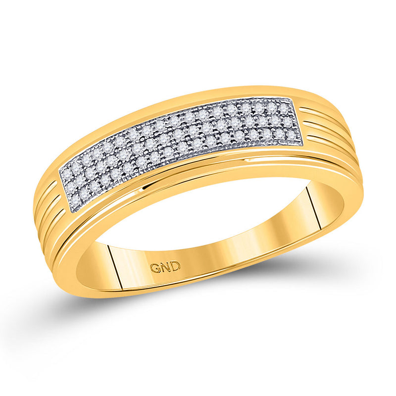 10kt Yellow Gold His Hers Diamond Square Cluster Matching Wedding Set 3/8 Cttw