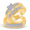 10kt Yellow Gold His Hers Diamond Square Cluster Matching Wedding Set 3/8 Cttw