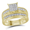 10kt Yellow Gold His Hers Round Diamond Square Matching Wedding Set 1/2 Cttw