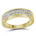 10kt Yellow Gold His Hers Round Diamond Square Matching Wedding Set 1/2 Cttw
