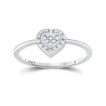Sterling Silver Womens Round Diamond Heart Ring .03 Cttw