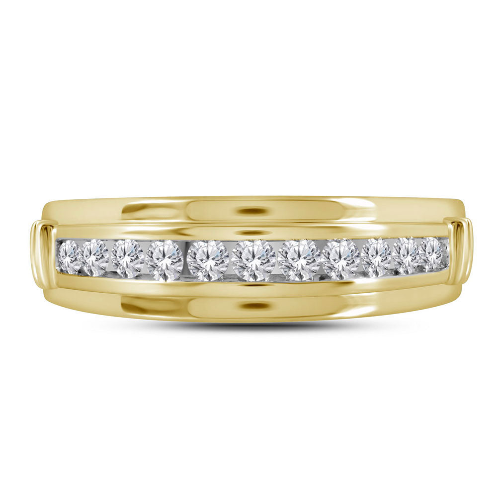 10kt Yellow Gold Mens Round Diamond Wedding Band Ring 1/2 Cttw