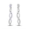 10kt White Gold Womens Round Diamond Dangle Earrings 1/4 Cttw