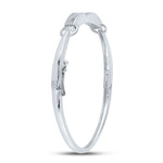 Sterling Silver Womens Round Diamond Single Row Bangle Bracelet 1/5 Cttw