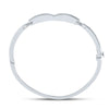 Sterling Silver Womens Round Diamond Single Row Bangle Bracelet 1/5 Cttw