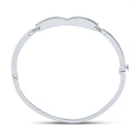 Sterling Silver Womens Round Diamond Single Row Bangle Bracelet 1/5 Cttw