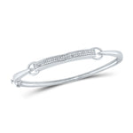 Sterling Silver Womens Round Diamond Single Row Bangle Bracelet 1/5 Cttw