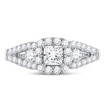 14kt White Gold Princess Diamond Halo Bridal Wedding Engagement Ring 1-1/4 Cttw