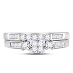 10kt White Gold Princess Diamond Bridal Wedding Ring Band Set 1/2 Cttw