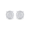 Sterling Silver Womens Round Diamond Stud Earrings 1/10 Cttw