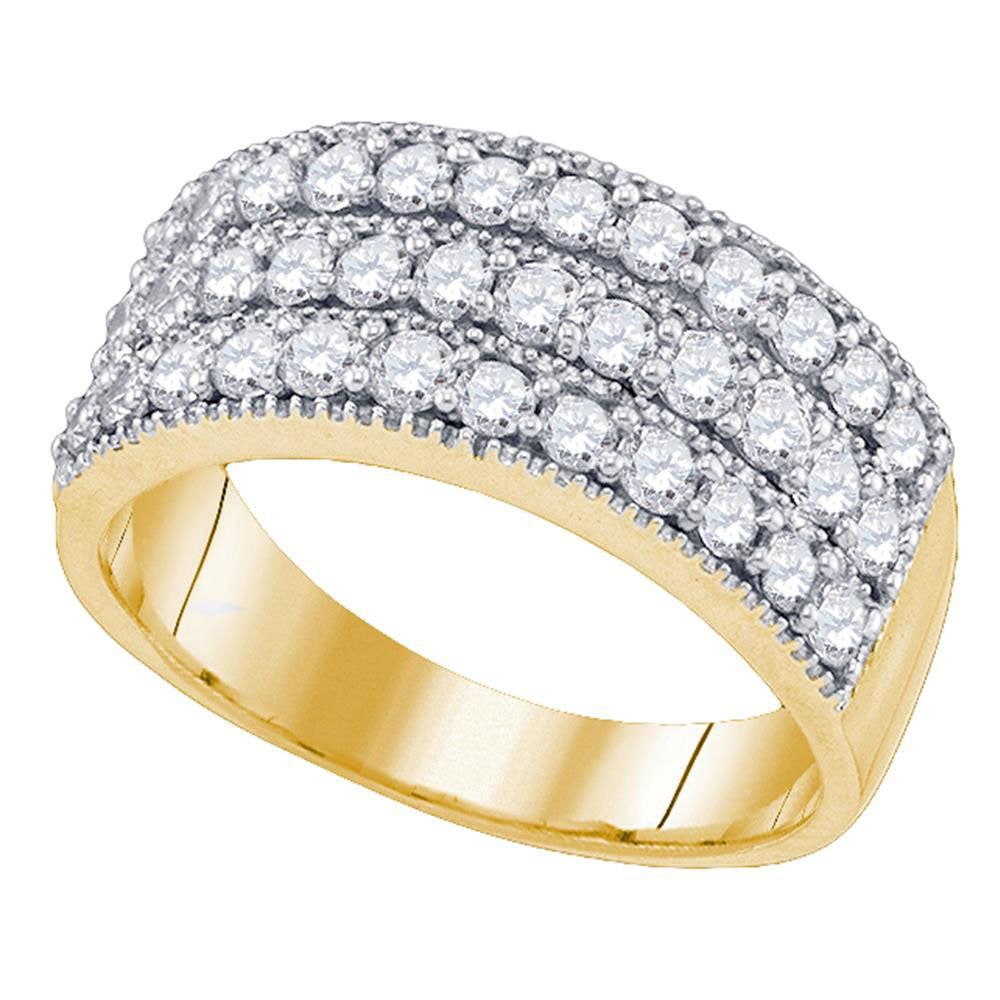 10kt Yellow Gold Womens Round Diamond Triple Row Band Ring 7/8 Cttw