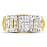 10kt Yellow Gold Princess Diamond Cluster Bridal Wedding Engagement Ring 7/8 Cttw