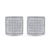 Sterling Silver Mens Round Diamond 3D Square Earrings 1/2 Cttw