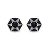 Sterling Silver Round Black Color Enhanced Diamond Hexagon Star Cluster Earrings 1/5 Cttw