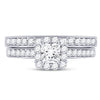 14kt White Gold Princess Diamond Halo Bridal Wedding Ring Band Set 1-1/4 Cttw