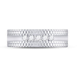 10kt White Gold Mens Round Diamond Wedding 5-Stone Hammered Band Ring 1/4 Cttw