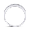 10kt White Gold Mens Round Diamond Wedding 5-Stone Hammered Band Ring 1/4 Cttw