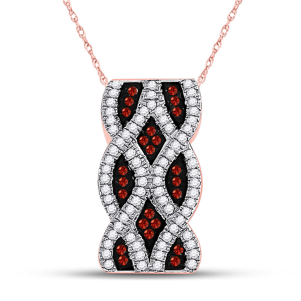 10kt Rose Gold Womens Round Red Color Enhanced Diamond Fashion Pendant 1/4 Cttw