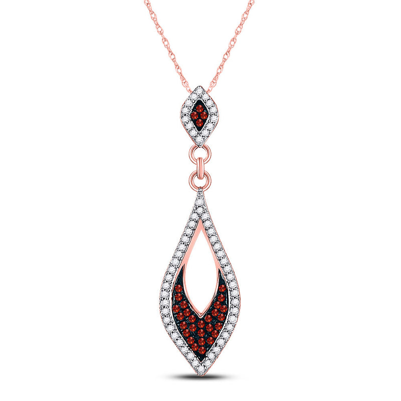 10kt Rose Gold Womens Round Red Color Enhanced Diamond Fashion Pendant 1/5 Cttw