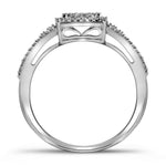 10kt White Gold Diamond Cluster Bridal Wedding Ring Band Set 3/8 Cttw