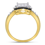 10kt Yellow Gold Womens Round Black Color Enhanced Diamond Cluster Ring 3/4 Cttw