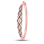 10kt Rose Gold Womens Round Brown Diamond Braided Bangle Bracelet 3/4 Cttw