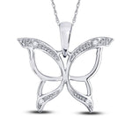 10kt White Gold Womens Round Diamond Butterfly Bug Wings Pendant .03 Cttw