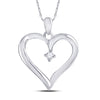 10kt White Gold Womens Round Diamond Solitaire Heart Pendant 1/20 Cttw