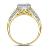 10kt Yellow Gold Round Diamond Cluster Bridal Wedding Ring Band Set 3/8 Cttw