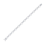 Sterling Silver Womens Round Diamond Heart Outline Link Bracelet 1/6 Cttw