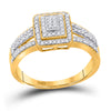 10kt Yellow Gold Round Diamond Square Cluster Bridal Wedding Engagement Ring 1/6 Cttw