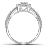 10kt White Gold Womens Round Diamond Square Frame Cluster Tapered Shank Ring 1/10 Cttw