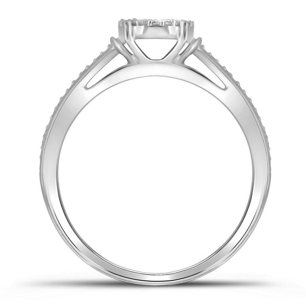 10kt White Gold Round Diamond Cluster Bridal Wedding Engagement Ring 1/5 Cttw