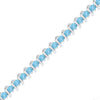 Sterling Silver Womens Round Lab-Created Blue Topaz Tennis Bracelet 6-1/2 Cttw